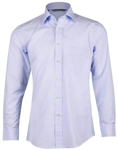 BENCHMARK Men’s Mini Check Premium cotton long sleeve shirt M7362 Corporate Wear Benchmark Pale Blue 40