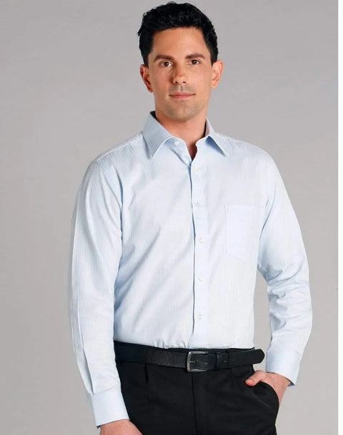 BENCHMARK Men's Mini Herringbone Long Sleeve Shirt M7112 Corporate Wear Benchmark
