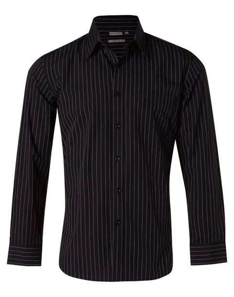 BENCHMARK Men's Pin Stripe Long Sleeve Shirt M7222 Corporate Wear Benchmark Navy/White 38