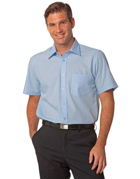 BENCHMARK Men's Pin Stripe Short Sleeve Shirt M7221 Corporate Wear Benchmark