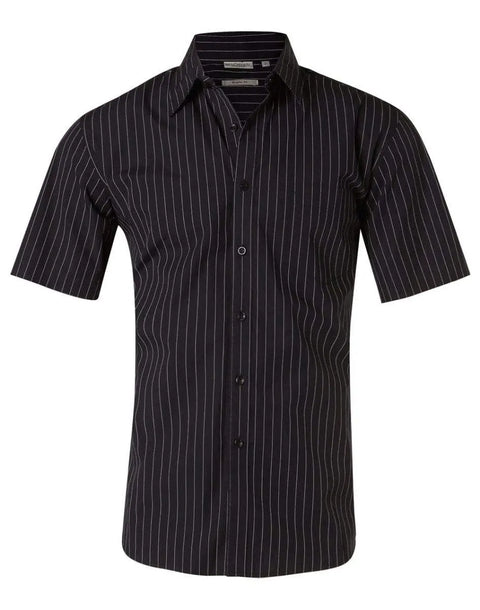 BENCHMARK Men's Pin Stripe Short Sleeve Shirt M7221 Corporate Wear Benchmark Navy/White 38