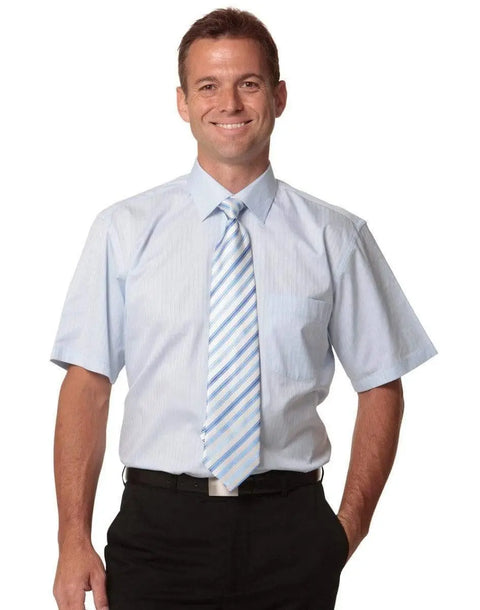 BENCHMARK Men's Self Stripe Short Sleeve Shirt M7100S Corporate Wear Benchmark