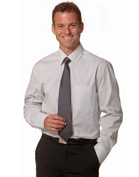 BENCHMARK Men's Ticking Stripe Short Sleeve Shirt M7200S Corporate Wear Benchmark