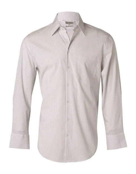 BENCHMARK Men's Ticking Stripe Short Sleeve Shirt M7200S Corporate Wear Benchmark White/Grey 40