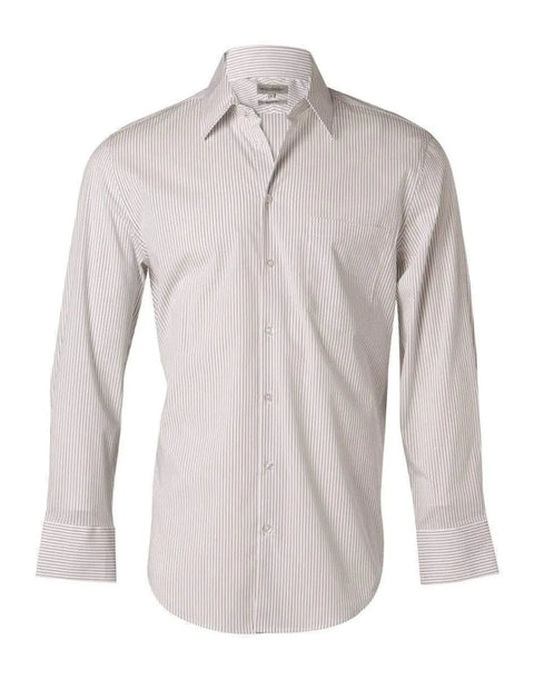 BENCHMARK Men's Ticking Stripe Short Sleeve Shirt M7200S Corporate Wear Benchmark Grey/White 40
