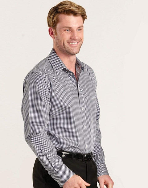 BENCHMARK Men’s Two Tone Gingham Long Sleeve Shirt M7320L Corporate Wear Benchmark