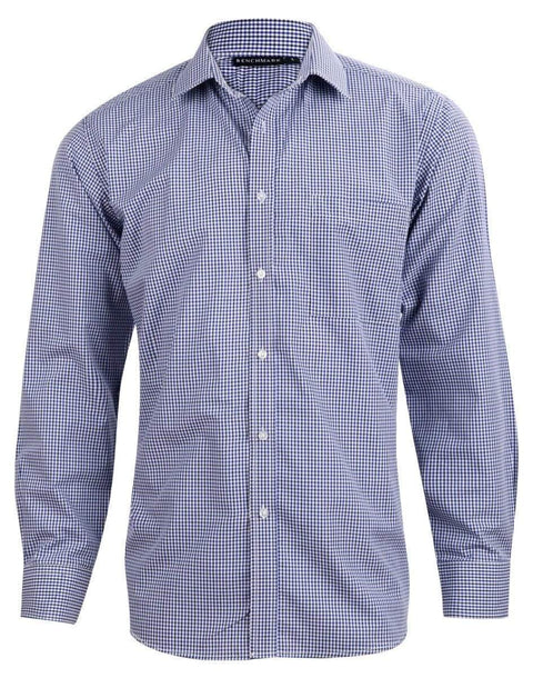 BENCHMARK Men’s Two Tone Gingham Long Sleeve Shirt M7320L Corporate Wear Benchmark Black/White/Navy XS