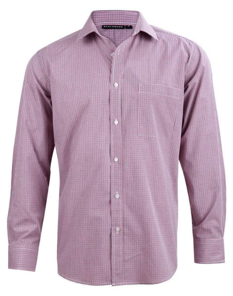 BENCHMARK Men’s Two Tone Mini Gingham Long Sleeve Shirt M7340L Corporate Wear Benchmark Black/White/Red XS