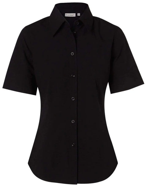 BENCHMARK Women's Cotton/Poly Stretch Sleeve Shirt M8020S Corporate Wear Benchmark Black 6