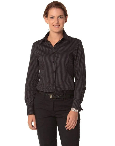 BENCHMARK Women's Dobby Stripe long sleeve shirt M8132 Corporate Wear Benchmark