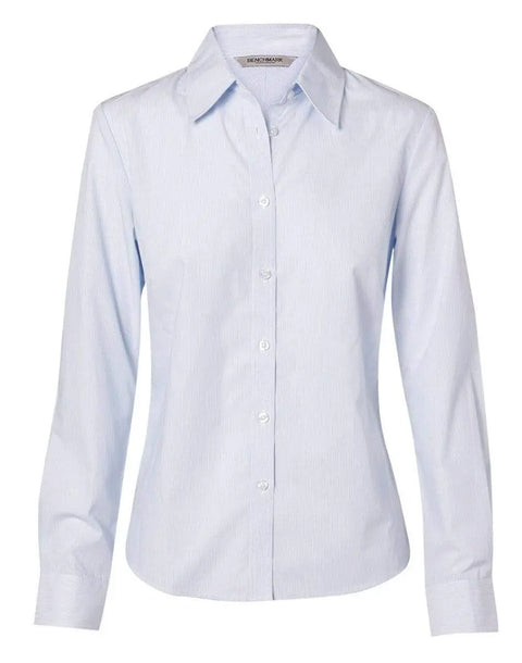BENCHMARK Women's Fine Stripe Long Sleeve Shirt M8212 Corporate Wear Benchmark Pale Blue 6