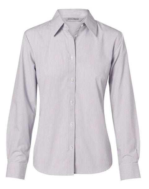BENCHMARK Women's Fine Stripe Long Sleeve Shirt M8212 Corporate Wear Benchmark Silver Grey 6