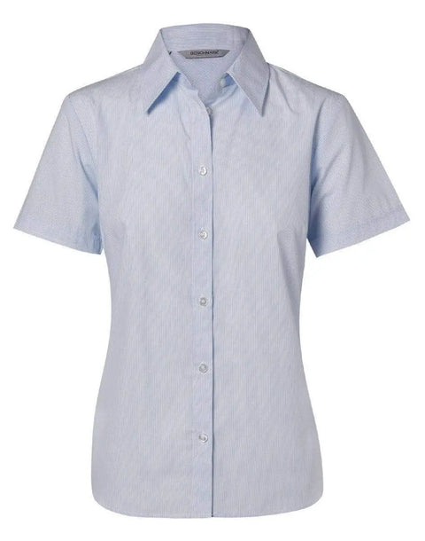 BENCHMARK Women's Fine Stripe Short Sleeve Shirt M8211 Corporate Wear Benchmark Pale Blue 6
