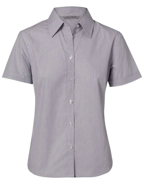 BENCHMARK Women's Fine Stripe Short Sleeve Shirt M8211 Corporate Wear Benchmark Silver Grey 6