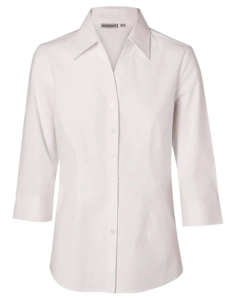BENCHMARK Women's Fine Twill 3/4 Sleeve Shirt M8030Q Corporate Wear Benchmark White 6