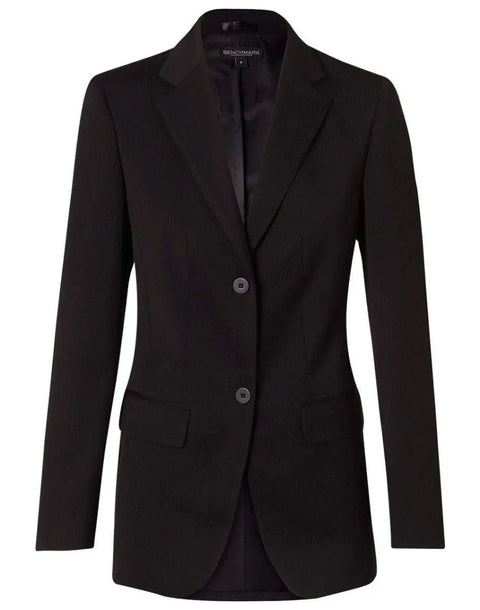 BENCHMARK Women's Poly/Viscose Stretch Two Buttons Mid Length Jacket M9206 Corporate Wear Benchmark Black 6