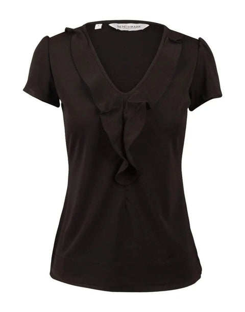 BENCHMARK Women's Ruffle Front Blouse M8820 Corporate Wear Benchmark Black 6