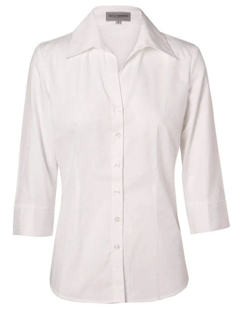 BENCHMARK Women's Self Stripe 3/4 Sleeve Shirt M8100Q Corporate Wear Benchmark White 6