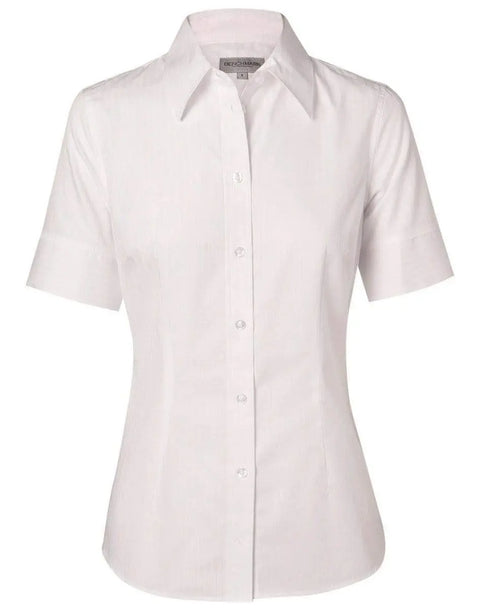 BENCHMARK Women's Self Stripe Short Sleeve Shirt M8100S Corporate Wear Benchmark White 6