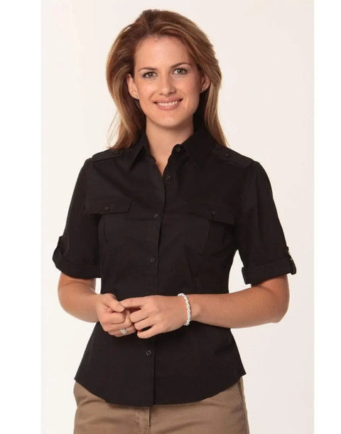 BENCHMARK Women's Short Sleeve Military Shirt M8911 Corporate Wear Benchmark Black 6