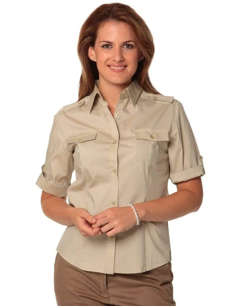 BENCHMARK Women's Short Sleeve Military Shirt M8911 Corporate Wear Benchmark Sand 6