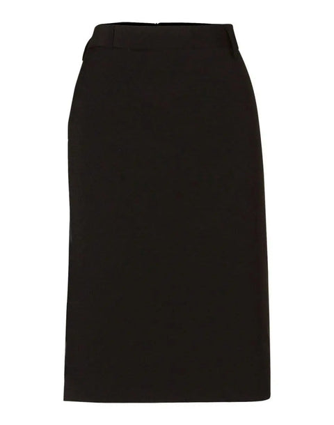 BENCHMARK Women's Wool Blend Stretch Mid Length Lined Pencil Skirt M9470 Corporate Wear Benchmark Black 6