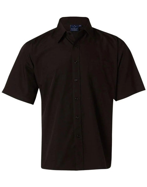 BENCHMARKMen's Poplin Short Sleeve Business Shirt BS01S Corporate Wear Benchmark Black S
