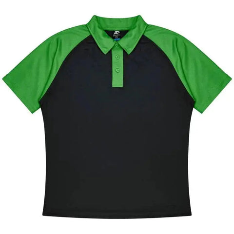 Aussie Pacific Manly Mens Polo 1318 Aussie Pacific BLACK/KAWA GREEN S