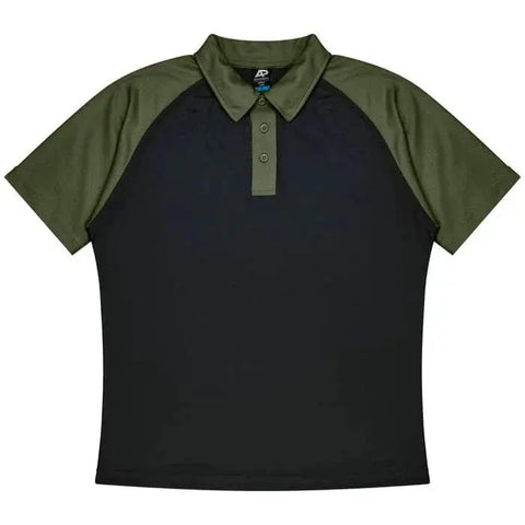 Aussie Pacific Manly Kids Polo Shirt 3318 Aussie Pacific BLACK/ARMY GREEN 4