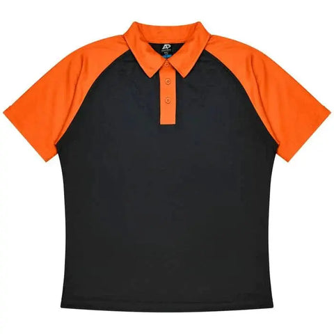 Aussie Pacific Manly Kids Polo Shirt 3318 Aussie Pacific BLACK/ELECTRIC ORANGE 4