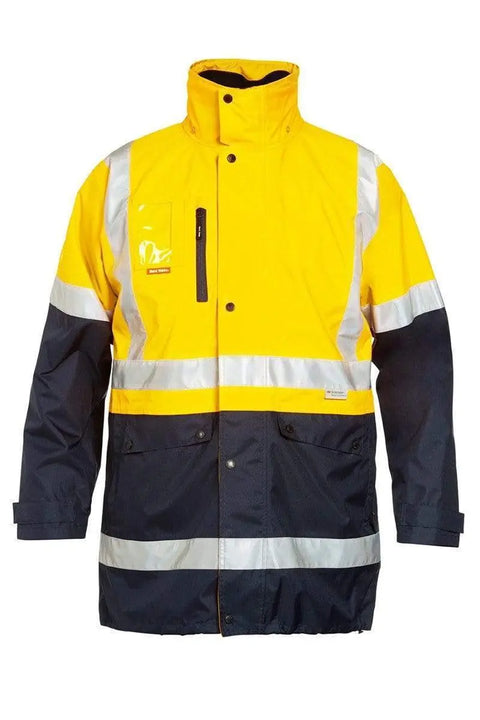 Hard Yakka 4 In 1 Hi Vis Jacket Y06057 Work Wear Hard Yakka Yellow/Navy 2XS