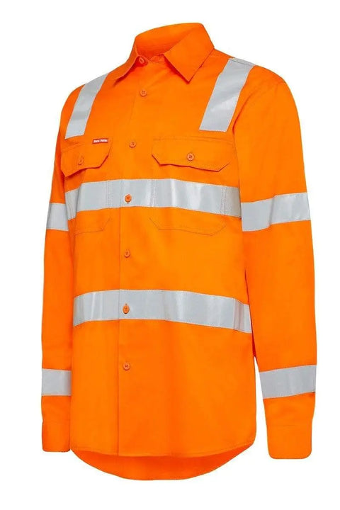 Hard Yakka Biomotion Taped Hi Vis Vic Rail Shirt Y04265 Work Wear Hard Yakka Special Purpose Orange (SPO) S