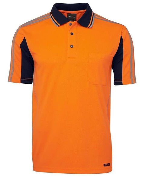 Jb's Wear Work Wear Orange/Navy / XS JB'S Hi-Vis Short Sleeve Arm Tape Polo 6AT4S