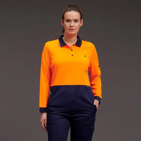 KingGee Women's HyperFreeze Spliced Long Sleeve Work Polo Shirt K44730 - Allsorts Workwear