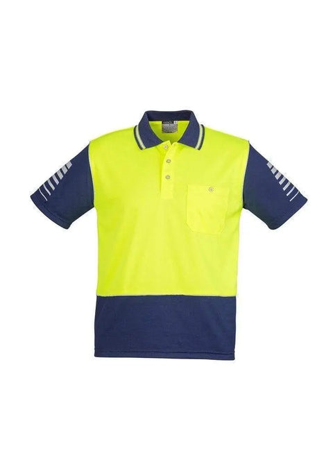 SYZMIK Men’s Hi Vis Zone Polo ZH236 Work Wear Syzmik Yellow/Navy 7XL