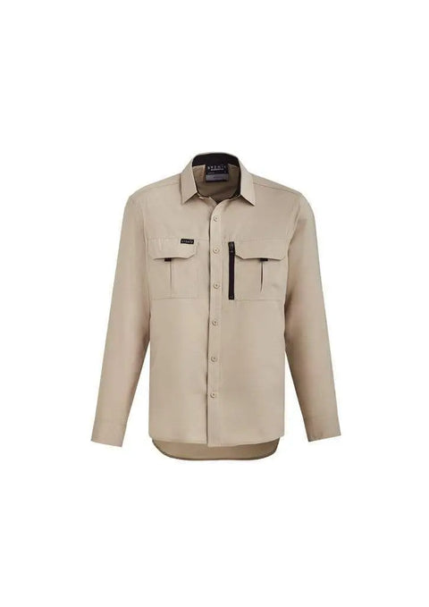 SYZMIK mens outdoor l/s shirt zw460 Work Wear Syzmik Sand 7XL