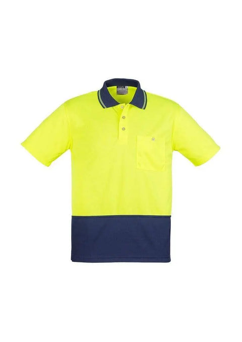 SYZMIK Unisex Hi Vis Basic Spliced Polo - Short Sleeve ZH231 Work Wear Syzmik Yellow/Navy XXS