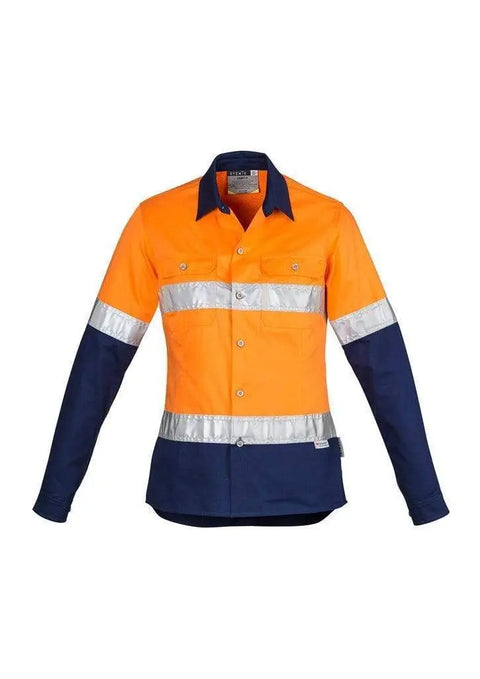 SYZMIK Women’s Hi-Vis Spliced Hoop Taped Industrial Shirt ZWL123 Work Wear Syzmik Orange/Navy 8