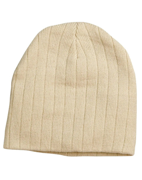 Cable Knit Beanie With Fleece Head BandCH64 Active Wear Winning Spirit Stone One size
