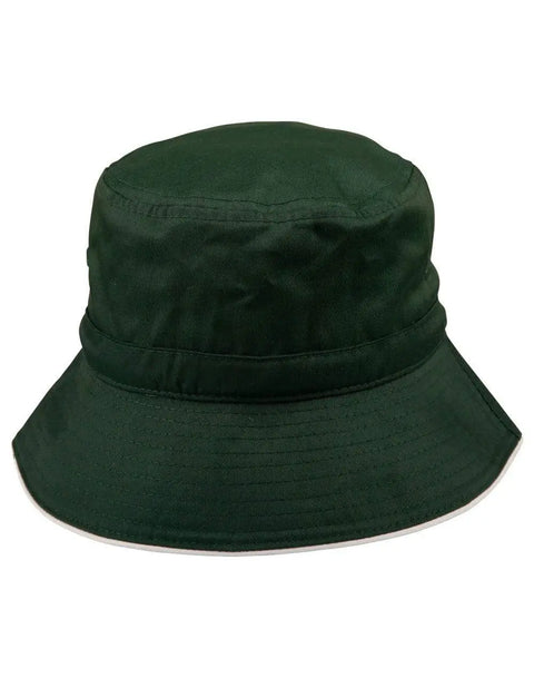 Sandwich Bucket Hat With Toggle H1033 Active Wear Winning Spirit Bottle/White S