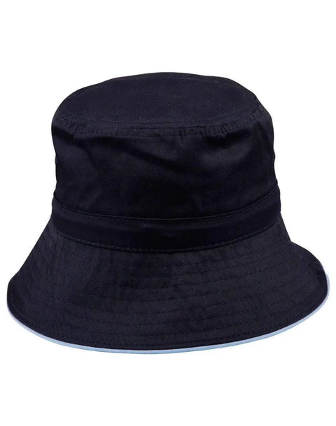 Sandwich Bucket Hat With Toggle H1033 Active Wear Winning Spirit Navy/Skyblue S