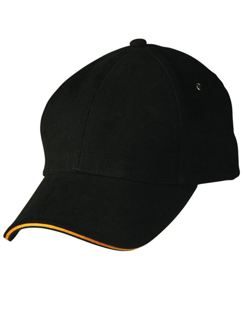 Sandwich Peak Cap Ch18 Active Wear Winning Spirit Black/Gold One size fits most