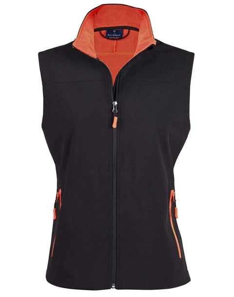 Rosewall Soft Shell Vest Ladies' Jk46 Casual Wear Winning Spirit Black/Orange 8