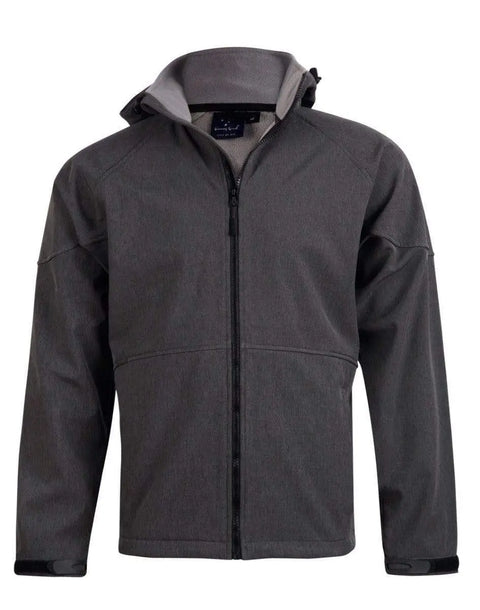 Winning Spirit Aspen Softshell Hood Jacket Men's Jk33 Casual Wear Winning Spirit Marl Charcoal/Charcoal S