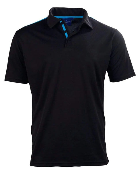 Winning Spirit PS83 STATEN POLO SHIRT Men's Casual Wear Winning Spirit Black/Cyan XS
