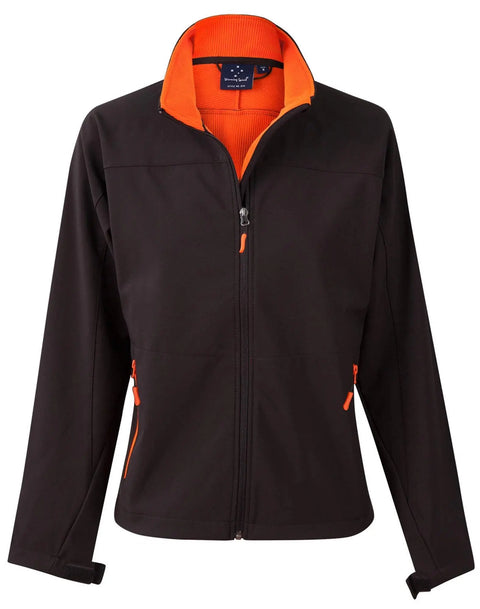 WINNING SPIRIT ROSEWALL SOFT SHELL Ladies JK16 Casual Wear Winning Spirit Black/Orange 8