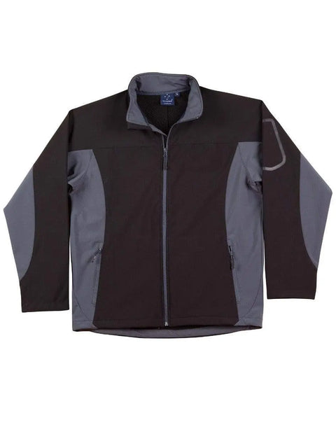 WINNING SPIRIT WHISTLER Softshell Contrast Jacket Men's JK31 Casual Wear Winning Spirit Black/Grey S