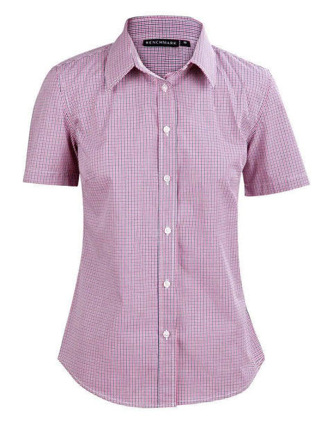 Winning Spirit Ladies’ Two Tone Mini Gingham 3/4 M8340q Corporate Wear Winning Spirit Black/White/Red 6