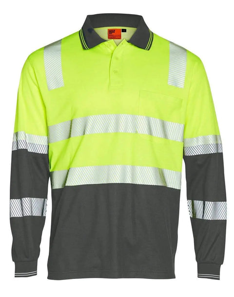 Winning Spirit unisex TRUEDRY® biomotion segmented safety polo SW74 Work Wear Winning Spirit Yellow/Charcoal 2XS