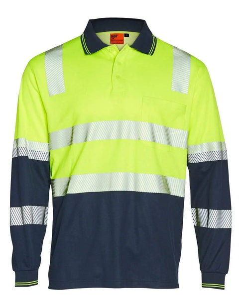 Winning Spirit unisex TRUEDRY® biomotion segmented safety polo SW74 Work Wear Winning Spirit Yellow/Navy 2XS